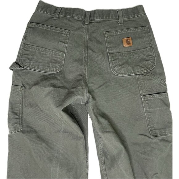 Vintage Carhartt Pants Mens 34x28 Green Dungaree B11 MOS Work Loose Carpenter - Picture 8 of 8